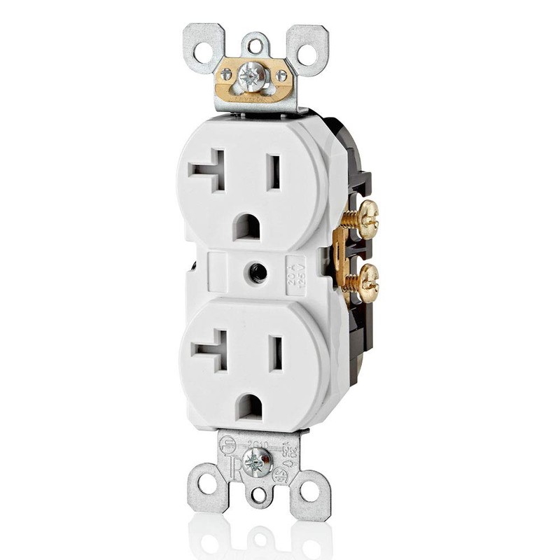 Leviton T5820-W, 20 Amp Tamper-Resistant Duplex Outlet, White