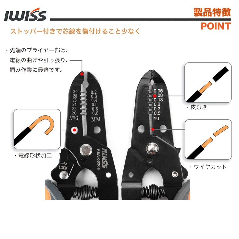 IWISS FSA-0626B Wire Stripper Φ0.01 - 0.03 inches (0.25 -