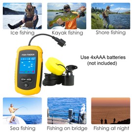 Portable Wired Fish Finder Ice Kayak Fishing Gear Depth Finder with LCD Display Sonar Transducer