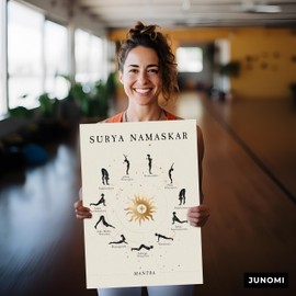 JUNOMI® Sun Greeting Poster DIN A3 Yoga Accessories for Studios and Exercises at Home, Boho Decoration, Yoga Decoration, Yoga Exercises, Meditation Without Frame