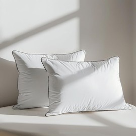 HYVIF Set of 2 Luxury Hungarian Goose Down Pillows - 750 Fill Power, 460 Thread Count Cotton Blend Shell - Ultra Soft Bed Pillows for Sleeping - 2 Pack, Standard (20" x 26")