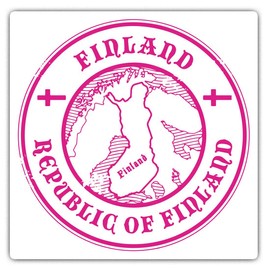 Square Stickers (Set of 2) 7.5cm - Pink Republic of Finland Travel Stamp Laptop Tablet Luggage Scrapbook #5848