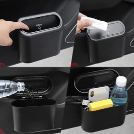 Haotao Car Trash Can, Small Trash Can, Hanging, Dust Box, Rear Seat Passenger Seat Storage Case, No Trinket Storage, Compact, Waterproof, ABS Resin, Multifunctional, Side Pocket