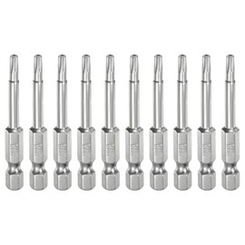 QUARKZMAN Pack of 10 T15 Security Torx Bit 1/4 Inch Hex Shank 2 Inch Long S2 Steel Magnetic Tamper Proof Star Bits Screwdriver Torx Head with Hole for Screwdriver Bits