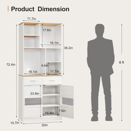 VECELO 72" Tall Kitchen Pantry Storage Cabinet with Doors & Shelves & 2 Drawers Freestanding Buffet Hutch with | Microwave Stand | Cupboard for Dining Room