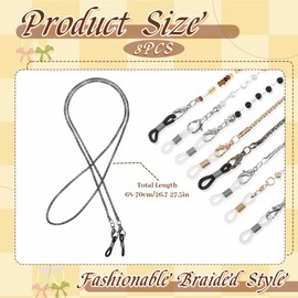 CIATBYYJ 8Pcs Eyeglass Chain Glasses Chain for Women, Beaded Sunglasses Strap Holder Eye glasses Holders Around Neck for Women Men