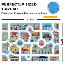 Xyrjova Kids Car Rug Play Mat Educational City Life Road Traffic Rug for Playroom Toddler Kids Room Bedroom Decor, Non-Slip Activity Floor Mats for Boy Girl