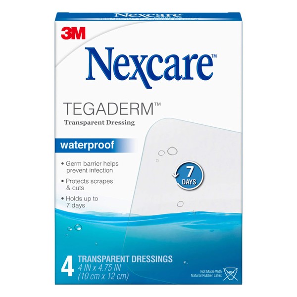 Nexcare Tegaderm Transparent Dressings 4 Inches X 4-3/4 Inches 4 Each (Pack of 5)