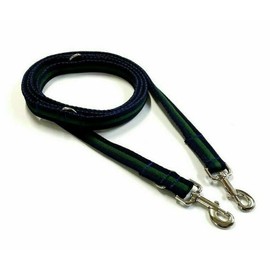 Double Ended Dog Training Lead Police Style Adjustable Leash 8ft (2.4 Metres) Multi-Functional In Air Webbing (Navy/Forest Green, 20mm Air Webbing)