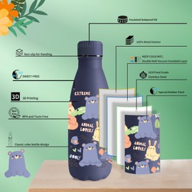 Vikaster MilkyBottle Thermos Flask, 350 ml Baby Thermos Flask, BPA-Free Drinking Bottle, Stainless Steel Drinking Bottle, Perfect for Children, Leak-Proof, Suitable for School, Camping, Outdoor