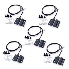 JZK 5 sets Wired Security Contact Sensor Alarms Window Gate Normal Closed Surface Mount Black Magnetic Reed Switch