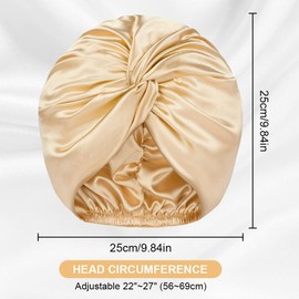 AOGOE Silk Hair Bonnet for Sleeping, Double Layer Sleep Cap, Silk Sleep Cap with Elastic Bow, Night Sleep Cap, Hair Bonnet for Bath, Hair Care Head Cover Hat for Women Girls Straight and Curly Hair