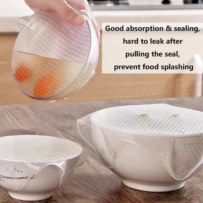 Silicone Bowl Lids with 3 Different Size, Reusable Suction Seal