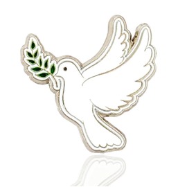 Generisch Dove of Peace Pin Badge 22mm x 21.5mm White/Green Unisex All Ages Pin Butterfly Clasp