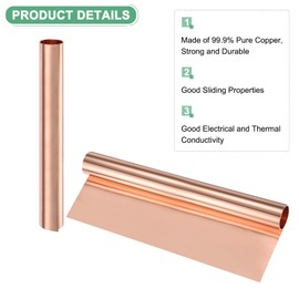 M METERXITY Thin Copper Sheet Roll, 3500mm x 300mm x 0.03mm / 11.5ft x 11.8" x 0.001" (L x W x H) Pure Copper Sheet Roll, Pure Copper Metal Foil Roll for Crafts/Electricity/DIY Projects