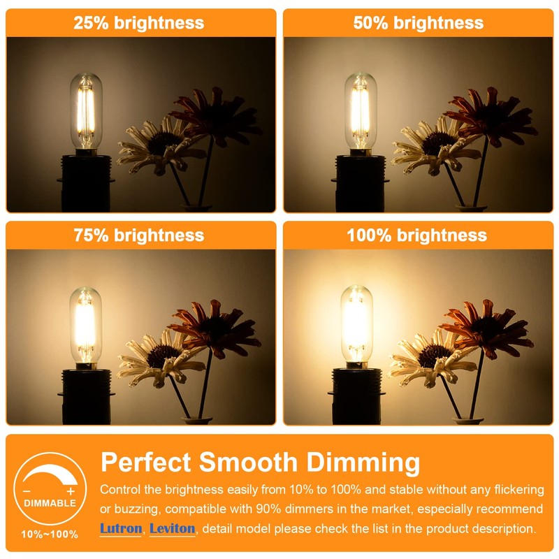 E12 Edison LED Light Bulbs 40 Watt Equivalent Candelabra, Dimmable