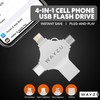 Wayzu 4-in-1 USB Flash Drive, Multi-Device Compatible, Type-C/Lightning/Micro-USB/USB-A, Portable Storage