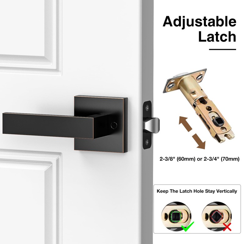 Brightify Front Door Handle, Modern Exterior Door Handle with Passage