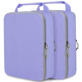 Large Compression Packing Cubes for Travel, 2 Set Compression Bags Travel Cubes for Packing Suitcase Organizer Luggage Organizer Bags Set, Purple