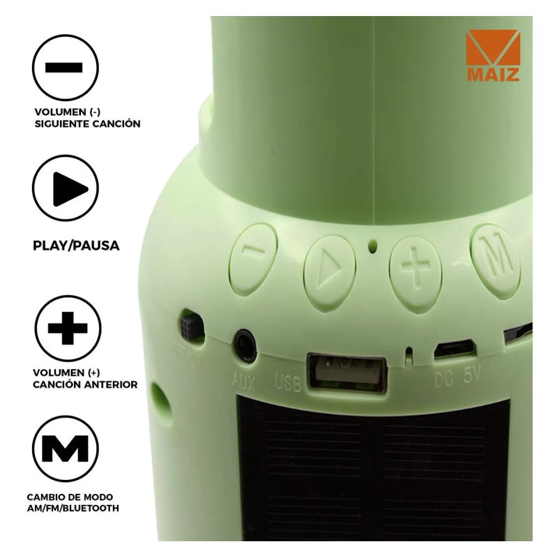 Maíz Bocina Bluetooht, Tanque De Gas, Radio Fm Luz Led