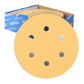 6 Inch 6 Hole Sanding Discs 180 Grit Gold Sanding Disc Hook and Loop 50 Pack Aluminum Oxide Sanding Disc, Dustless and Durable Random Orbital Sandpaper for Automotive and Woodworking