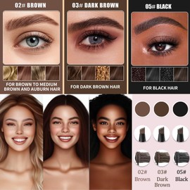 Dark Brown Eyebrow Pencil - Microblading Eyebrow Pen with Brow Gel - Black Brown Eye Brow Pencil - 4 Fork Tip Waterproof eyebrow pencil Micro Magic for Beginners Drawing Natural brows