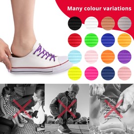 SULPO Round Shoelaces without Tying - Laces Quick Release - Rubber Shoelaces with Metal Capsules - Elastic Shoelaces for Adults and Children - Shoe Laces without Tying, Black and navy blue