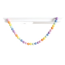 Mini Felt Factory | Rainbow Felt Garland ~7 Ft 100% Wool Pom 2.5 cm Balls Blue Bright Holiday Bright Decor Mantel Hanging Seasonal Banner Craft Wall Party (One Garland (7 Ft), Pastel Rainbow)