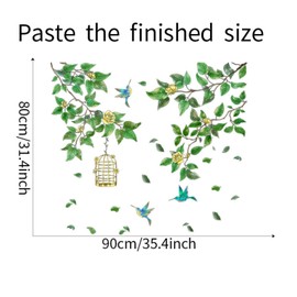 Condessacity Wall Sticker, Scandinavian Plants, Wallpaper Sticker, Removable, Stylish, Tree Branches and Leaves, Monotone, Birds, Birdcage, Wallpaper, Flowering Plants, Waterproof, Wall Sticker,