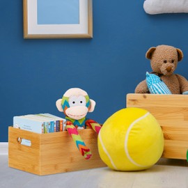 Relaxdays, Storage Box, Side Handles, For Moving and Transportation, 3 Sizes, Bamboo, Natural