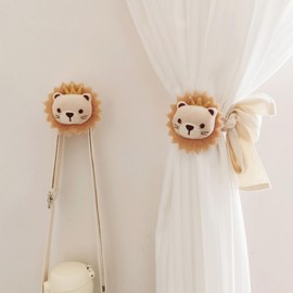Okaywork Pack of 2 Curtain Clips Tiebacks Rope, Cartoon Lion Curtain Holders, Tie Backs, Tiebacks for Curtains, Curtains Hooks Rings Lion for Children's Room Decoration
