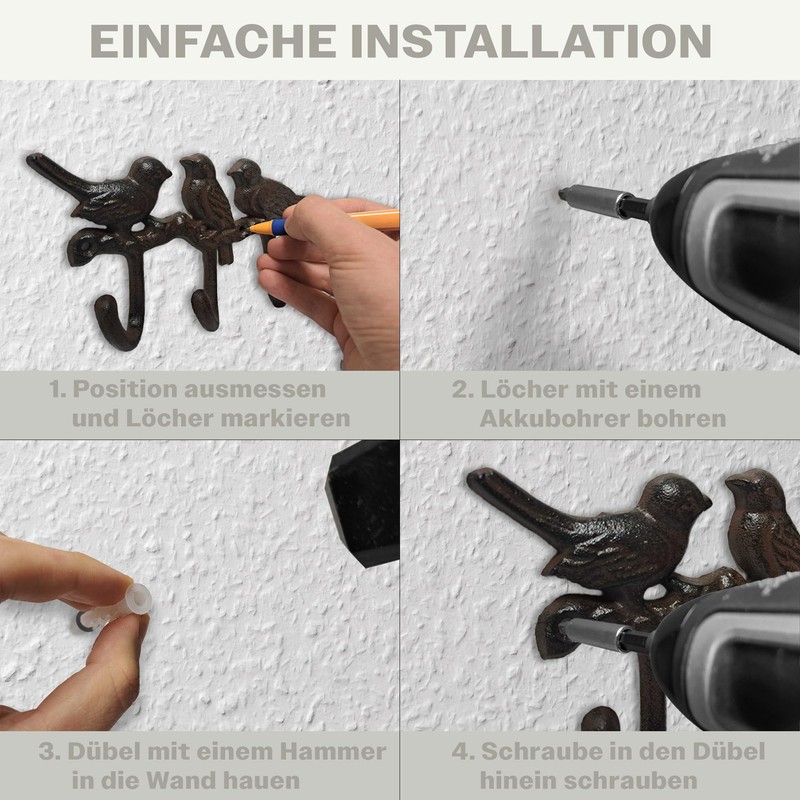 your castle Decorative Wall Hook with Bird Motif, Cast Iron,