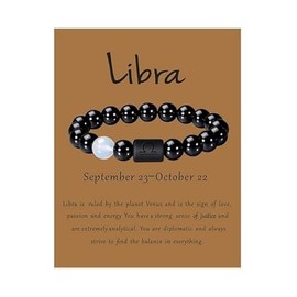 Black Onyx Zodiac Bracelet for Men and Women - 8mm Natural Stone Constellation Horoscope Jewelry, Ideal Gift for any Occasion (Scorpio: October 23 - November 21)