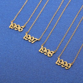 Ovian Birth Year Number Necklace for Women 18K Gold Plated Stainless Steel Birthday Pendant Necklace Memorable Anniversary Jewelry