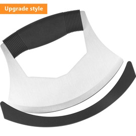 Mezzaluna Salad Chopper, Luxiv Salad Chopper Stainless Steel Mezzaluna Knife with Protection Cover Vegetable Chopper Mincing Knife for Pizza Cheese Onion Carrot Pepper Garlic