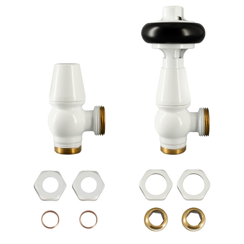 VANCOCO Traditional Angled Brass Thermostatic Radiator Valve 15mm 1/2'' Handwheel