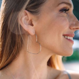 Sterling Silver Hoop Earrings for Women S925 Sterling Silver Large Heart Hoop Earrings for Women Thin Silver Filled Hoop Earrings for Women Hypoallergenic Silver Heart Hoop Earrings for Girls 30 40 50