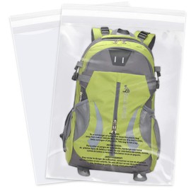 WEPOLY - 18" x 24" (100 Count) - Clear Poly Bags with Suffocation Warning Self Seal for Packaging, Shirts, Clothing & FBA - Permanent Adhesive