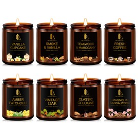 8 Pack Candles for Home Scented, Scented Candles Gifts Set for Women Men, 56 oz Soy Candle Set, Scents of Teakwood Mahogany/Smoke Vanilla/Cologne/Coffee/Patchouli Amber/Oak/Sandalwood/Cupcake