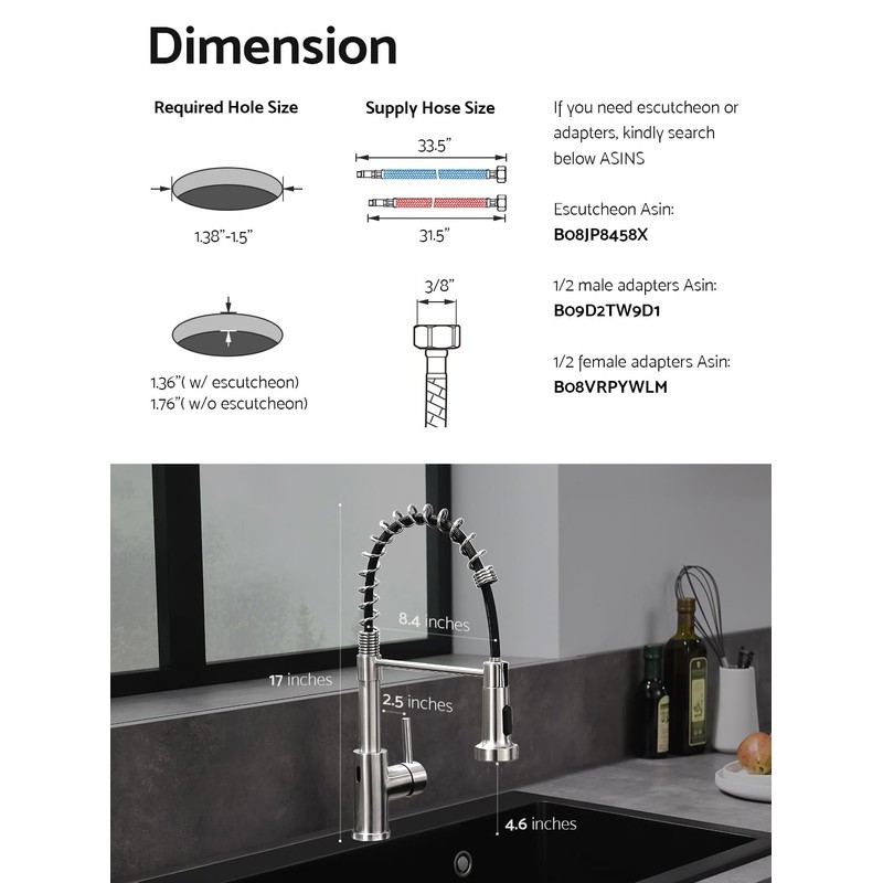 WEWE Touchless Kitchen Faucet with Pull Down Sprayer - Motion