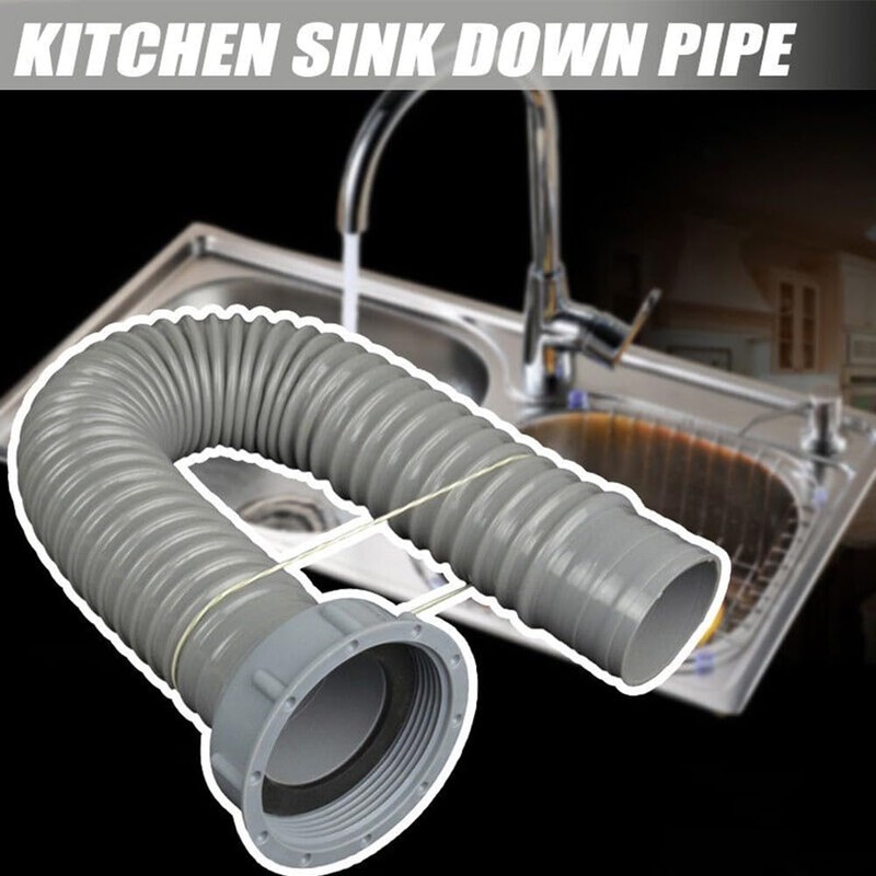 Kitchen Sink Drain Pipe 100cm PP + PVC Flexible Drain