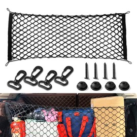 Car Rear Cargo Net, Trunk Cargo Storage Net with Hooks, Cargo Storage Elastic Mesh Net Organizer Car Interior Accessories Universal Fit for Cars, Trucks, SUVs (35.43 "x15.74)