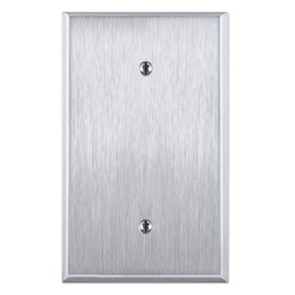 OVERSIZED 1 Gang Blank Stainless Steel Light Switch Cover - Jumbo One Gang Blank (no holes) Metal Wall Plate, 430 Stainless Steel - Satin finish, UL Listed, Made in USA, 5.5 x 3.5 Inches