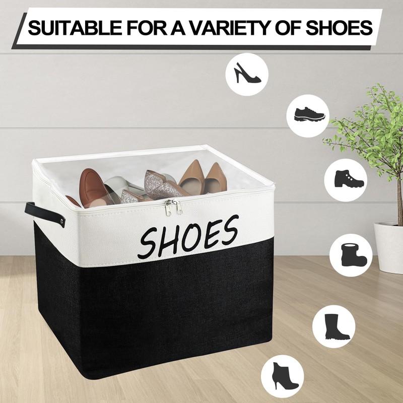 Large Entryway Shoe Storage Organizer, Shoe Basket for Entryway with