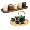 Wood Candle Holder Tray Set, Long Tray and Round Candle