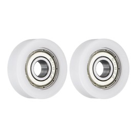 sourcing map 2Pcs Ball Bearing Guide 8 x 30 x 11mm Double Shielded POM Roller Bearings, Flat Pulley Wheel for Furniture, Hardware Accessories, White