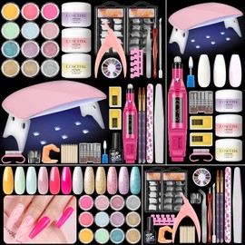 COSCELIA Acrylic Nail Kit for Beginners with Everything Nails Kit Acrylic Set with Drill and U V Light Professional Acrylic Powder Glitter Decorations Rhinstones Nail Starter Kit Valentines Day Gifts for Her
