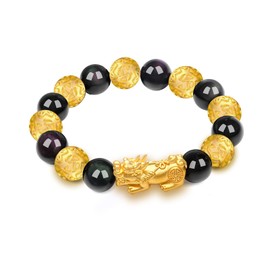 LIYAPEI Feng Shui Black Obsidian Wealth Bracelet，Feng Shui Bracelet for Men/Women with Sagin Pixiu Character for Protection Can Bring Luck and Prosperity，Suitable for Any Occasion,Unisex, 10,