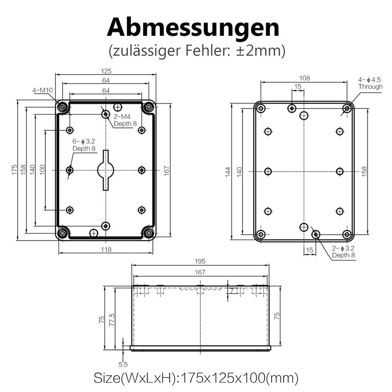 LeMotech IP67 Waterproof Junction Box, ABS Plastic Electrical Box, Dustproof