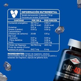 Citrato de Magnesio Puro 400 mg, 60 Cpsulas, Vitaminik CMG-400, Fruto de Cereza, Hecho por PiSA  Alta absorcin.                                       
